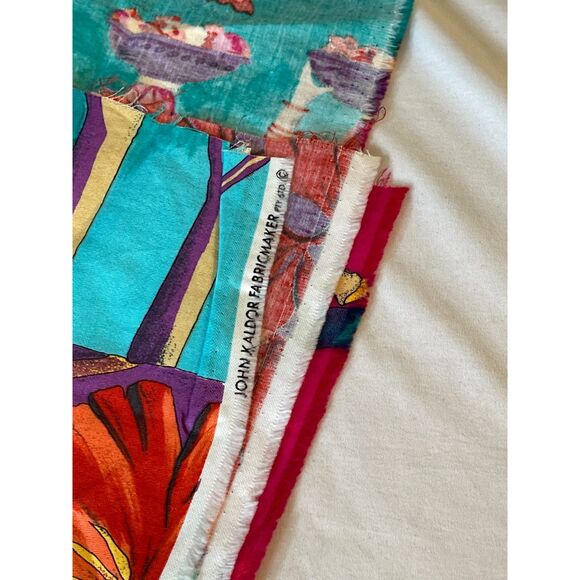 Vintage Tropical Island Florals on Blue Cotton Quilt Fabric.by John Kaldor 1 yrd - Picture 4 of 8